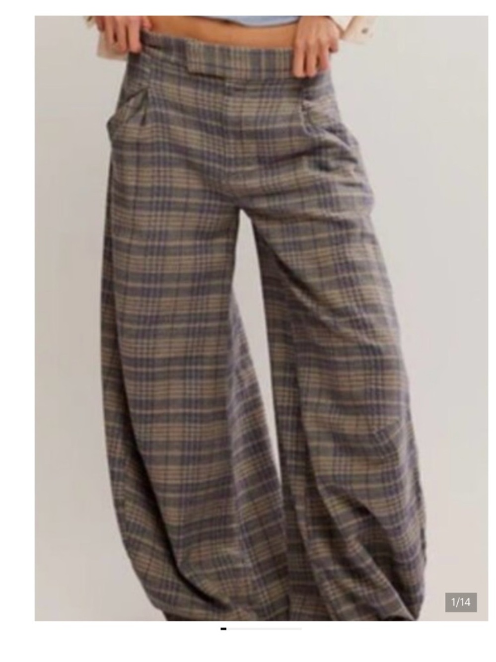 Free People Tegan barrel plaid trousers